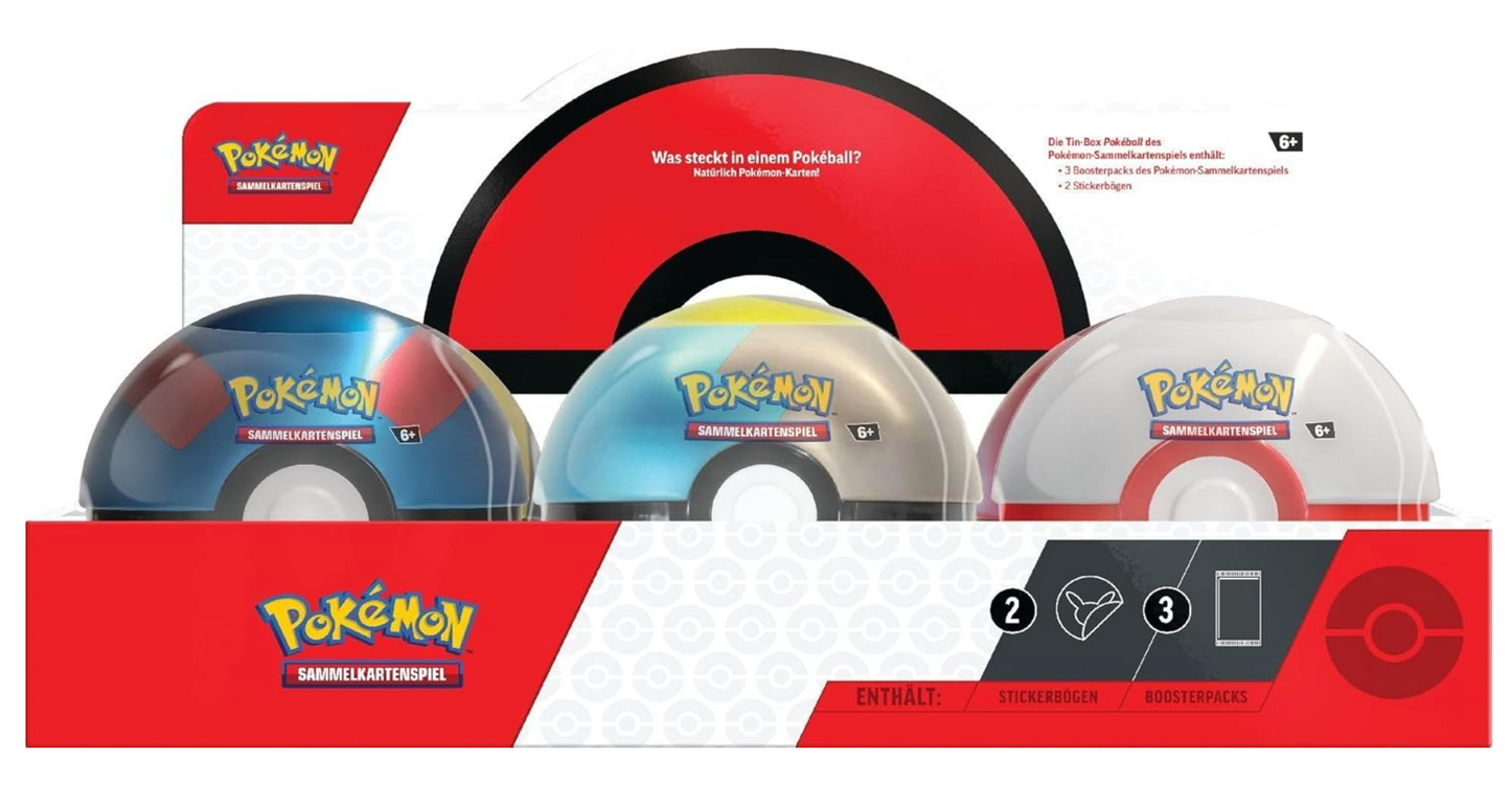 Poke Ball Tin - Poke Ball - Random Single Packs Inside 3pk